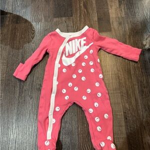 Nike Pink & White Smiley Footed One-Piece